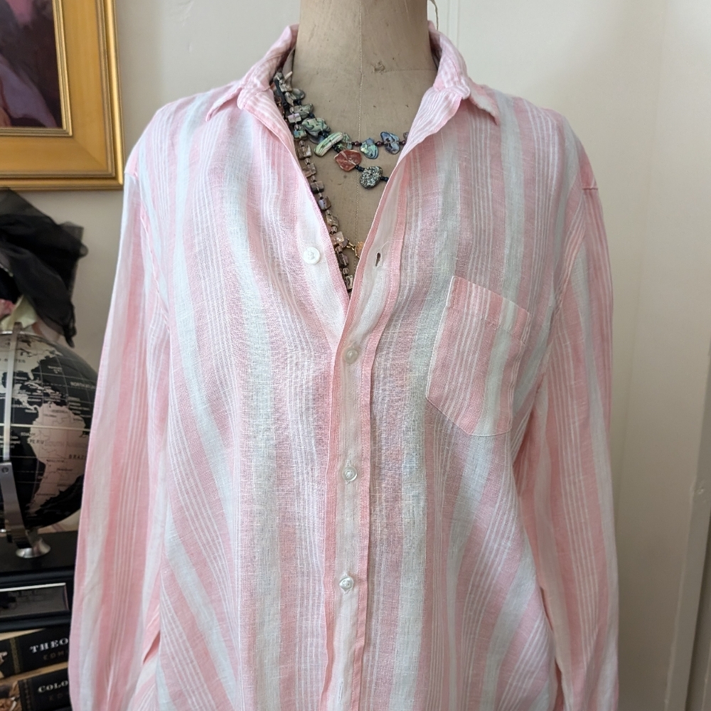 Frank & Eileen l Eileen Striped Linen Long Sleeve Top